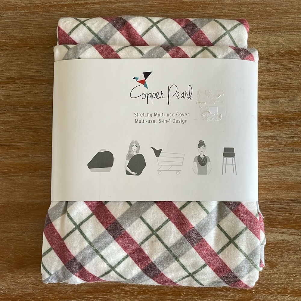 NWT NEW Copper Pearl Multi Use cover - Gingham Christmas 5-in-1 Design